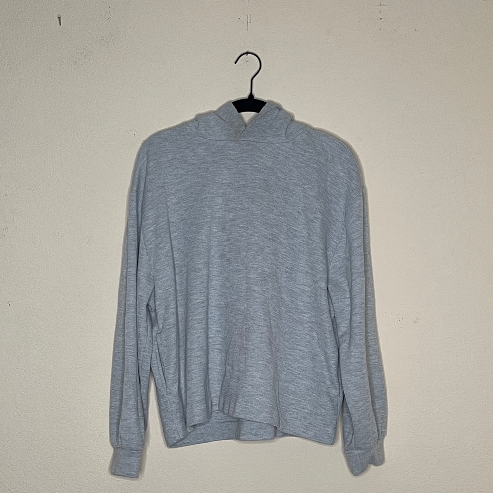 Zara Light Gray Ribbed Hoodie Sweater Pullover Size S